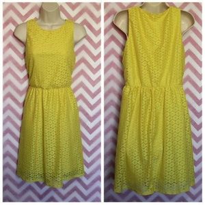 *Tacera Yellow Lace Sundress Size S